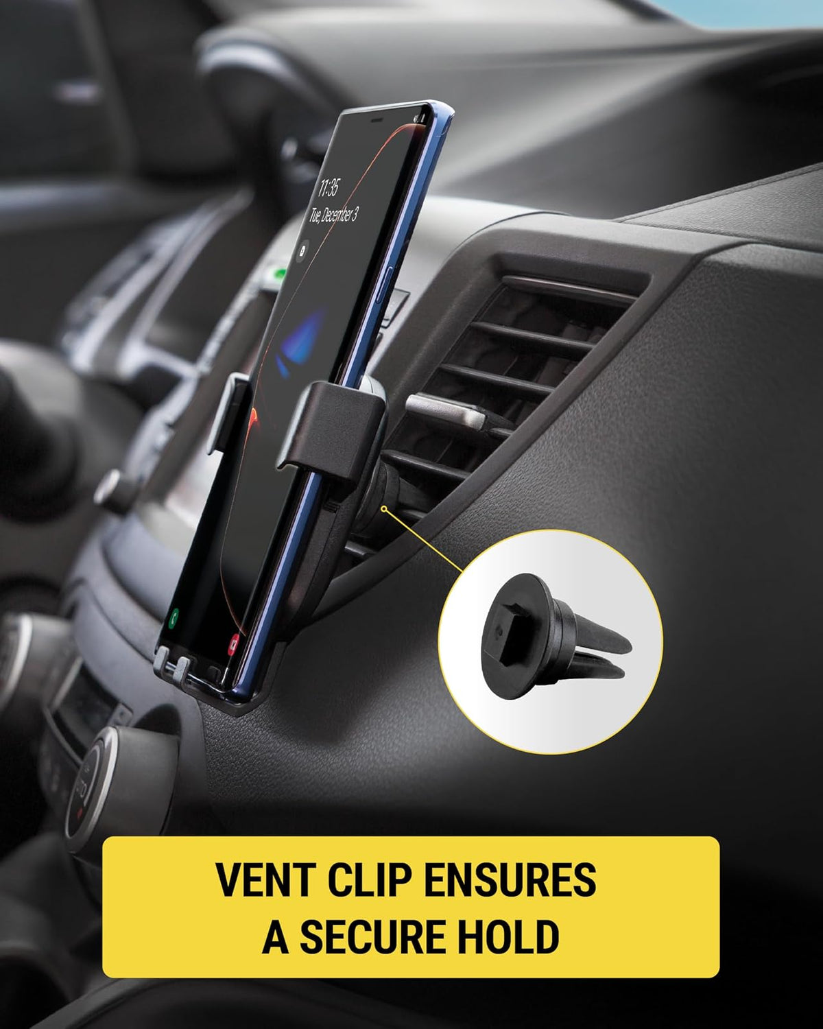 Scosche GHVWD 3 en 1 Soporte Universal para teléfono con Ventosa para salpicadero de Automóvil y camión, Parabrisas/Montaje de ventilación, Soporte de teléfono Ajustable de 360°, Soporte para teléfono