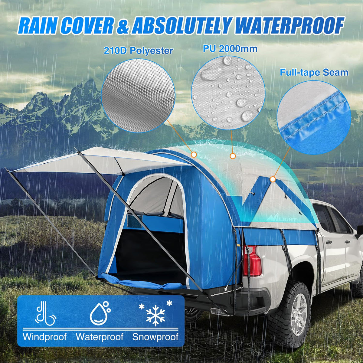 Nilight Truck Bed Tent 5.0-5.5FT Pickup Truck Tents with Removable Awning Waterproof