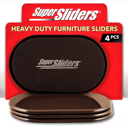 Super Sliders Deslizadores Ovalados para Muebles Reutilizables - Marrón - 4 Pack - Para alfombras