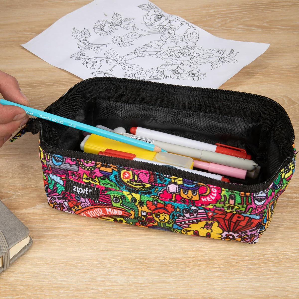 ZIPIT Lenny - Estuche para lápices de gran capacidad, bolsa para lápices, para escuela, universidad y oficina