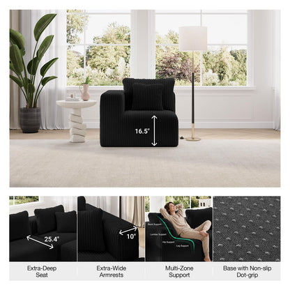 Novilla - Sofá Modular seccional, Moderno sofá seccional de Nube con Soporte Smarts Coil, sofá tapizado sin Huesos para Sala de Estar, Apartamentos, recámara, no Requiere Montaje (Otomana)