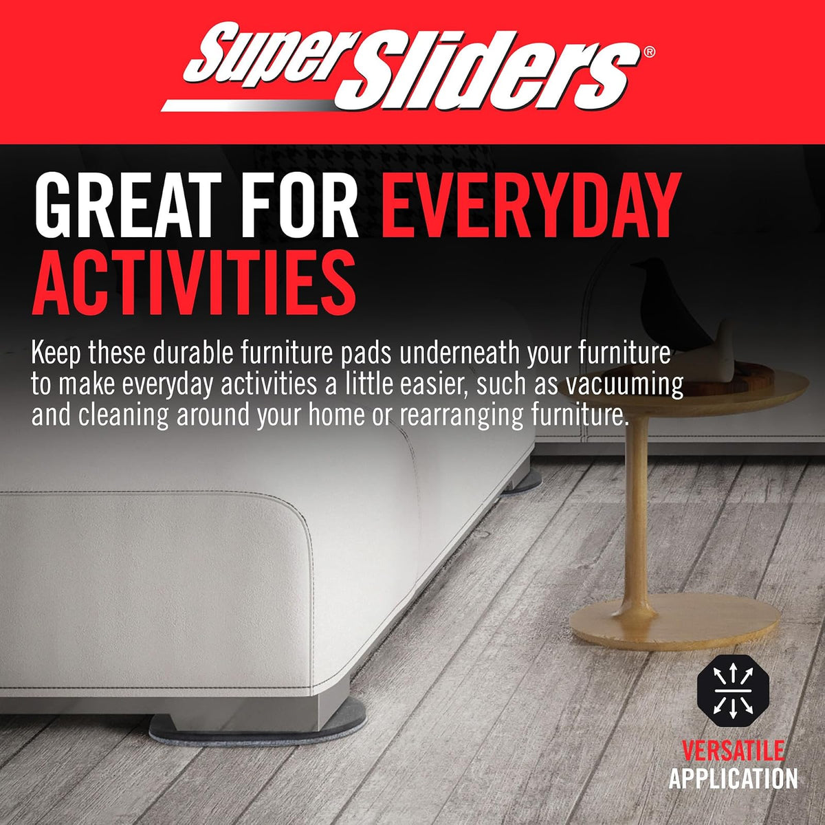 Super Sliders - Deslizadores ovalados de muebles reutilizables de 5 3/4 pulgadas x 9 1/2 pulgadas para superficies duras, movimiento sin esfuerzo y protección de superficie, café (paquete de 8)
