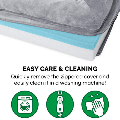 Furhaven Cama Ortopédica Estilo Sofá de Terciopelo y Piel Sintética para Perros