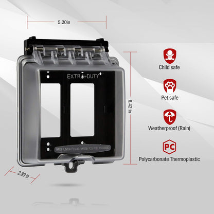Enerlites - Caja resistente a la intemperie para decoración de exteriores GFCI receptáculos de salida, cobertor para 2 cuadrículas