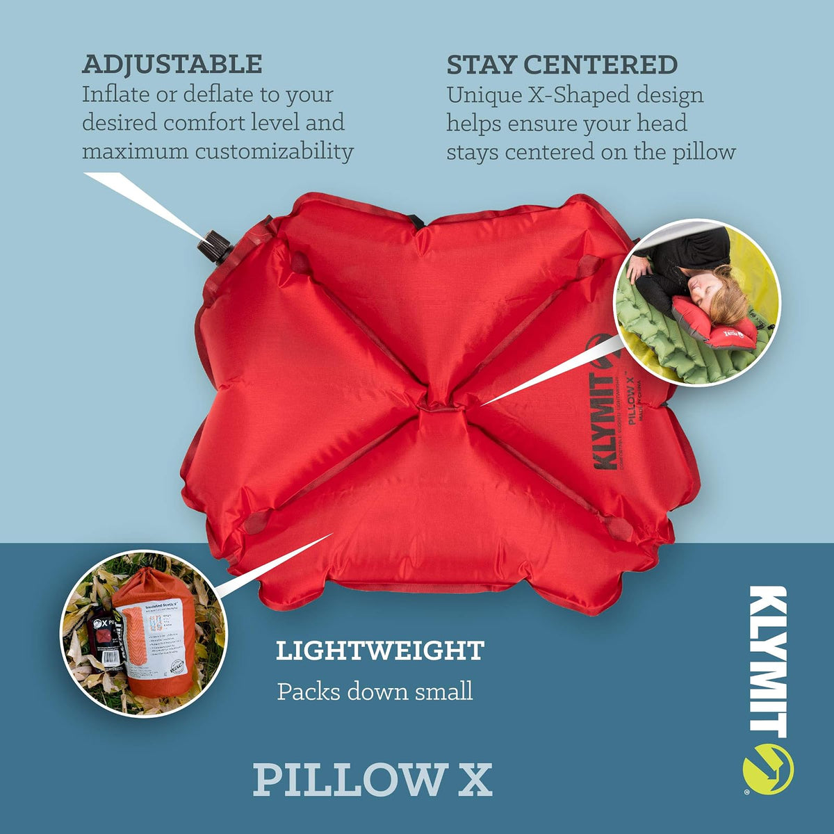 Klymit Pillow X Almohada Inflable para Campamento y Viaje