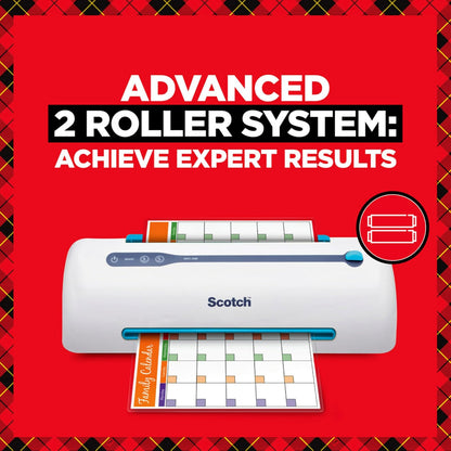 Scotch PRO Laminadora Térmica, Sistema de 2 Rodillos (TL906) | Blanco/azul, tarjetas de recetas laminadas, fotos, documentos, para el hogar, oficina o suministros escolares