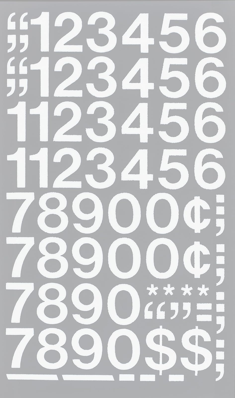 Chartpak Self-Adhesive Vinyl Numbers, 1 Inch High, White, 44 per Pack (01136)