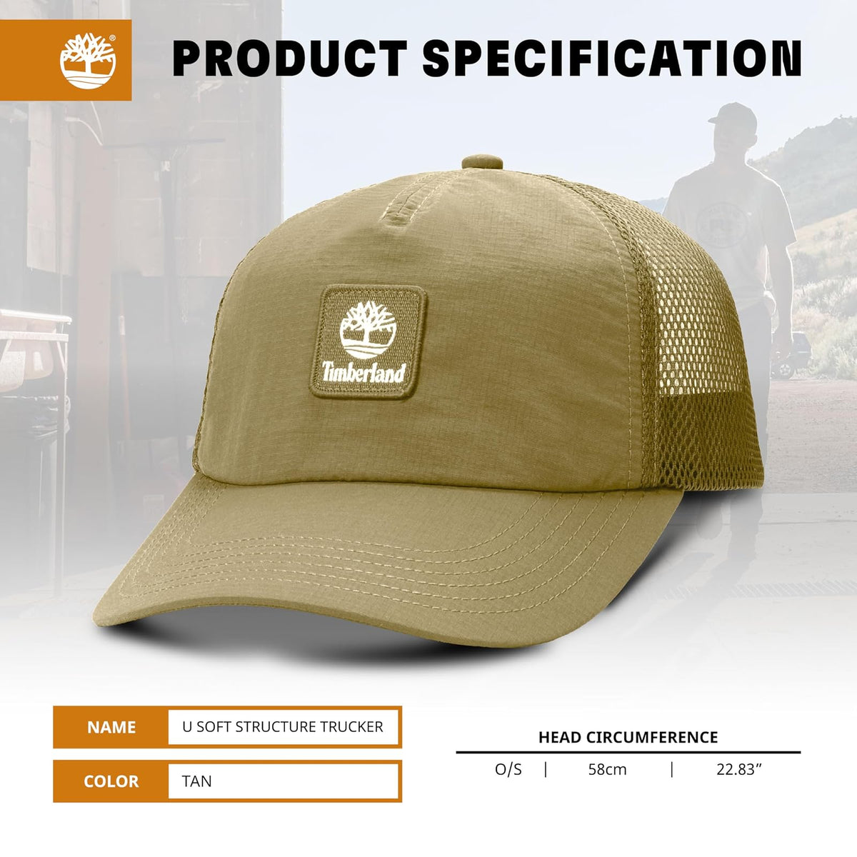 Timberland Curved Brim Trucker Hat Gorra de béisbol Hombre