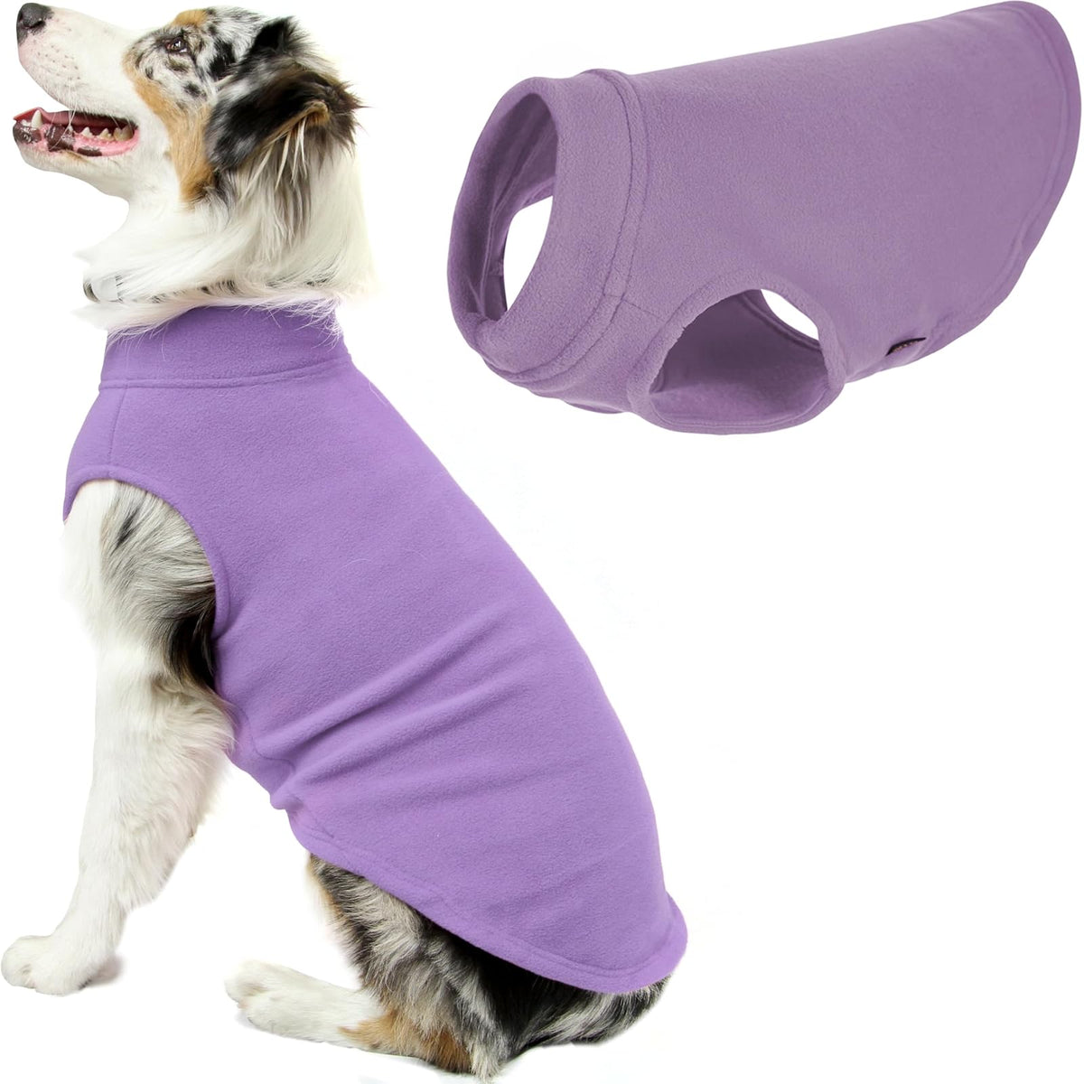 Gooby Chaleco de Forro Polar Elástico para Perro, Clima Frío - Lavanda - 58 inches