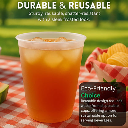 Concession Essentials - Vasos de plástico Frost Flex de 12 onzas, vasos reutilizables inastillables para fiestas, bodas y eventos, paquete de 50