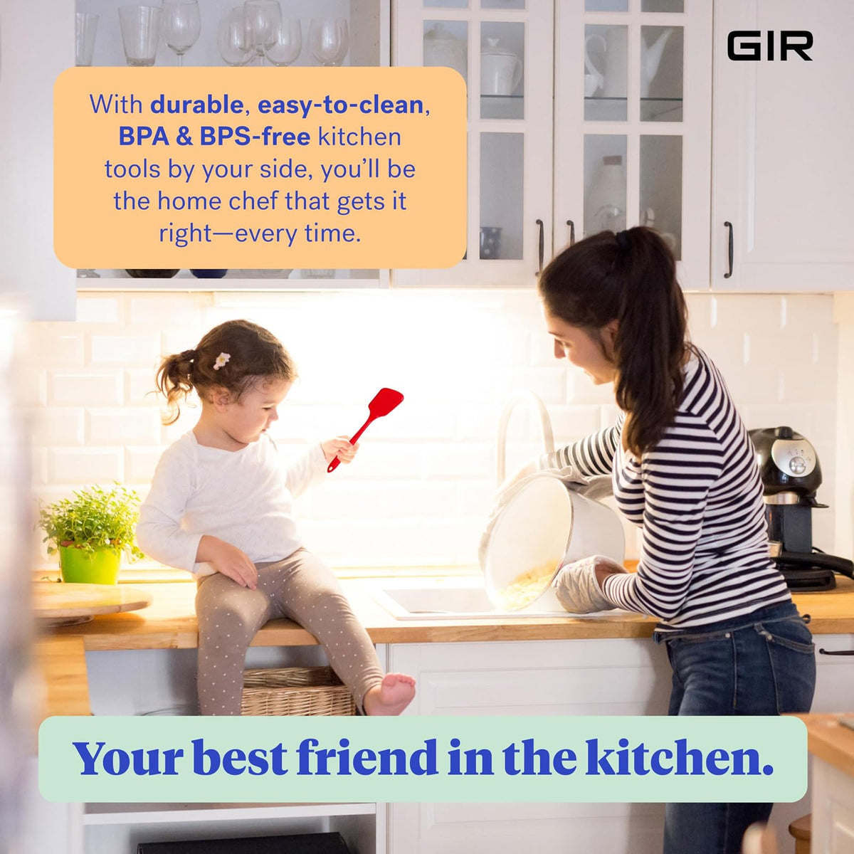GirIR: Get It DerRight echo Mini FlipEspátula pequeña (27,9 cm); garantía de por vida, se puede lavar en lavaplatos. + resistente al calor; cCalidad pPremium, silicona platino – Ella espátula original all-silicone Flipper/Turnerde silicona – iIdeal para n
