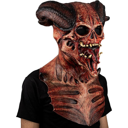 Ghoulish Productions Máscara De Látex Astaroth Devil´s, Accesorio Cosplay Calavera Demonio Rojo, Disfraz Aterrador para Halloween y Fiestas Temáticas, Cosplay Demonio con Cuernos, Diseño Artesanal
