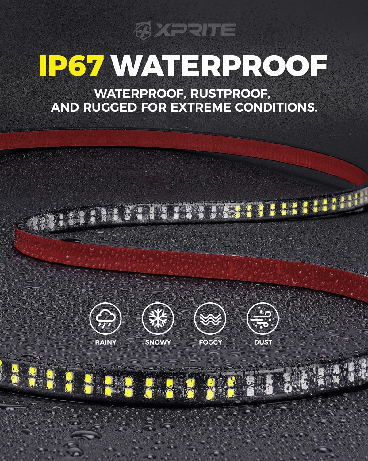 Xprite - 2 luces de estribo de 70 pulgadas, 864 luces LED estroboscópicas de emergencia, tira de luz LED para camión, resistente al agua, luces de emergencia para camiones, camionetas, camionetas, SUV