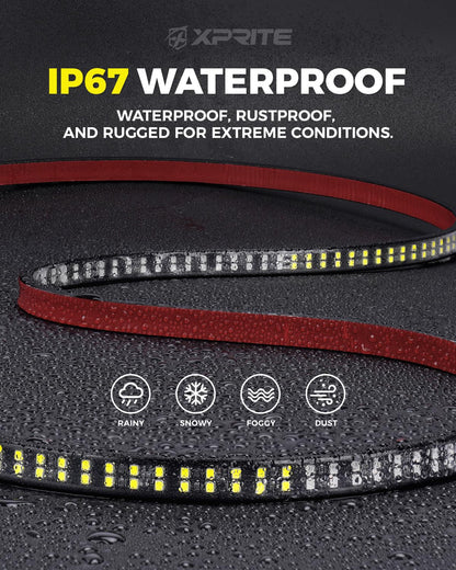 Xprite - 2 luces de estribo de 70 pulgadas, 864 luces LED estroboscópicas de emergencia, tira de luz LED para camión, resistente al agua, luces de emergencia para camiones, camionetas, camionetas, SUV