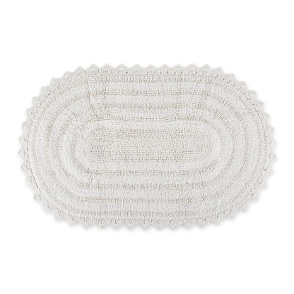 DII Ultra Soft Spa Cotton Crochet Oval Bath Mat or Rug Place in Front of Shower, Vanity, Bath Tub, Sink, and Toilet, 21 x 34" - White