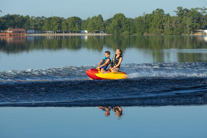 Airhead Double Dog Towable 1-2 Rider Tube for Boating and Water Sports, Double-Stitched Full Nylon Cover, EVA Padding & Padded Handles for Comfort