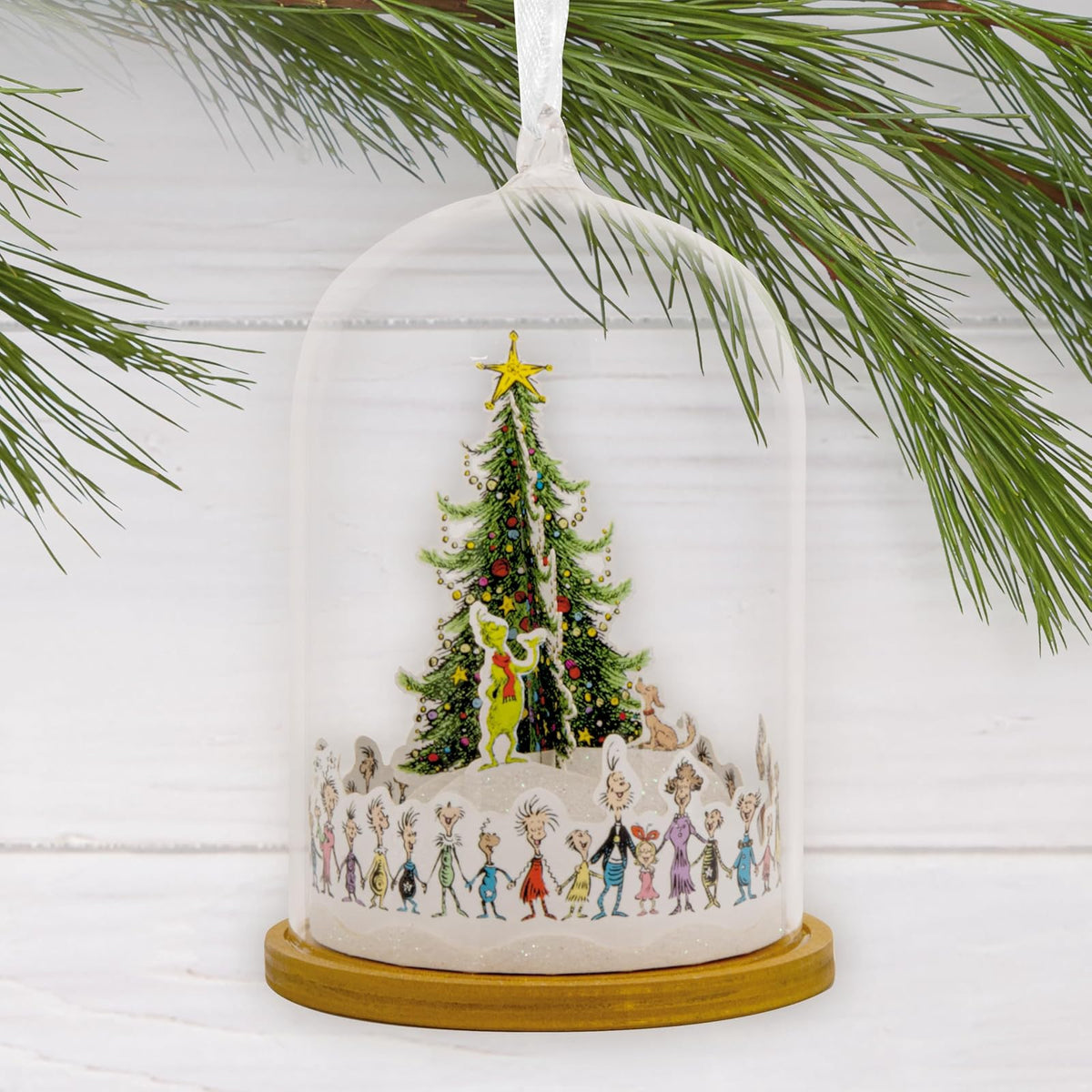 Hallmark Dr. Seuss's How The Grinch robó la Navidad Whoville - Adornos de Navidad para árbol de Navidad, Vidrio y Papel, Regalos para Fans del Dr. Seuss