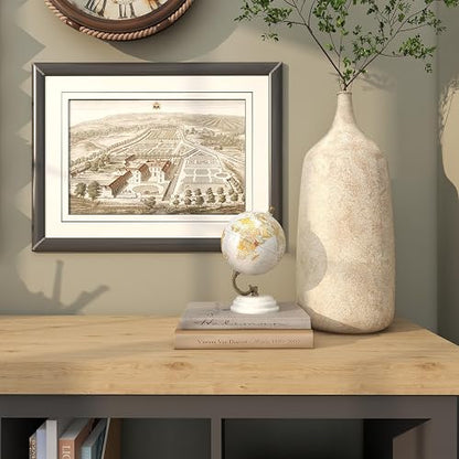 Deco 79 Globo de Mármol Blanco | Mapa físico político, 5"x5"x8", moderno