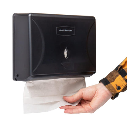 Mind Reader Paper Towel Dispenser, Tri-Fold Towel Holder, Restroom, Wall Mount, Bathroom, 10.25" L x 3.75" W x 8" H, Black