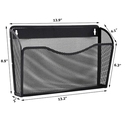 Easepres Mesh 3 Pockets File Organizer Hanging File Organizer Vertical Wall File Organizer Holder Rack