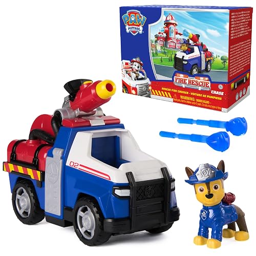 Paw Patrol Rescate de Chase - Camión de Bomberos con Figura, Lanzador de proyectiles y vehículo de Juguete, Edades a Partir de 3 años