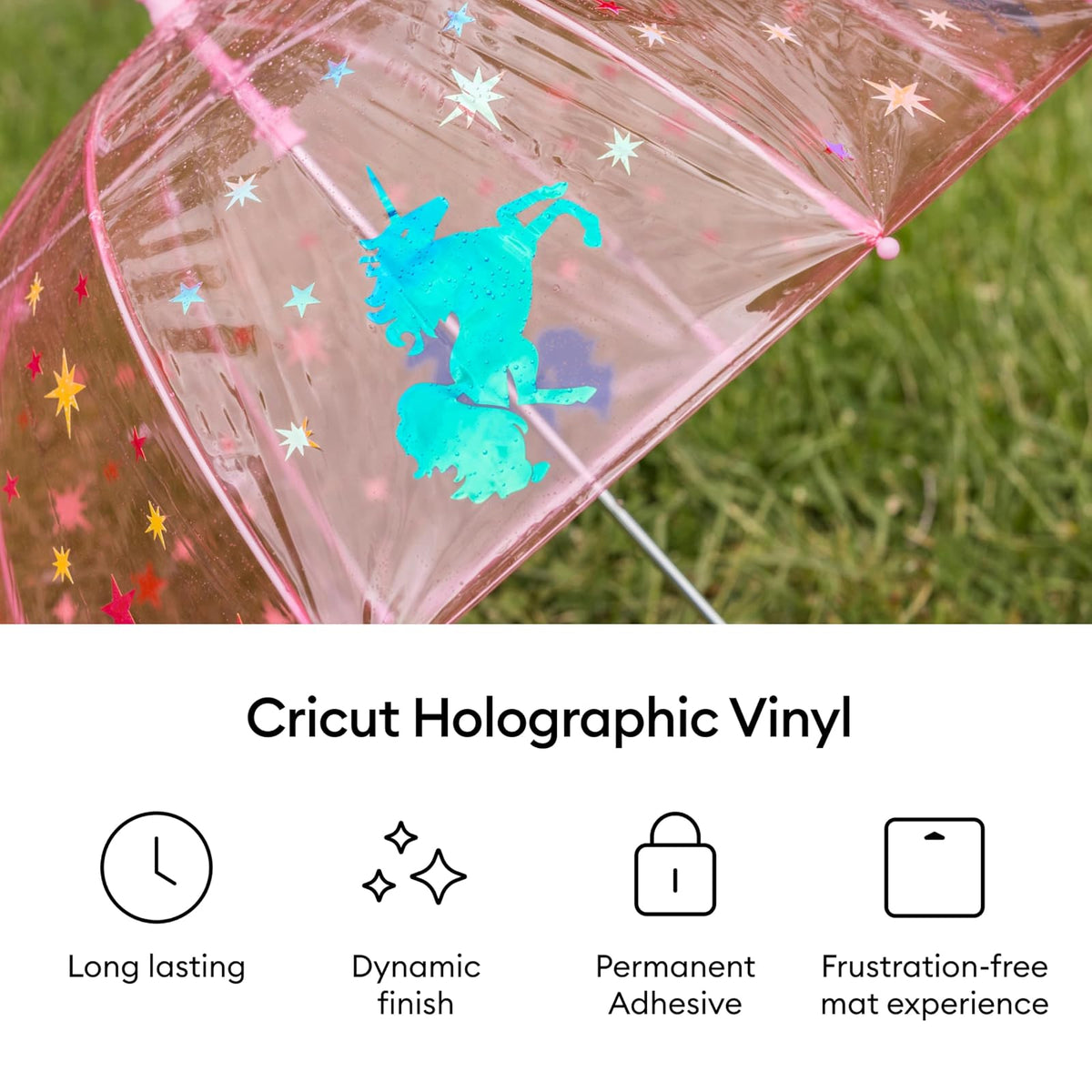 Cricut Vinilo Holográfico Permanente Muestreador Mítico | 12x12 in, 10 hojas, adhesivo permanente, resistente a intemperie, superficies planas