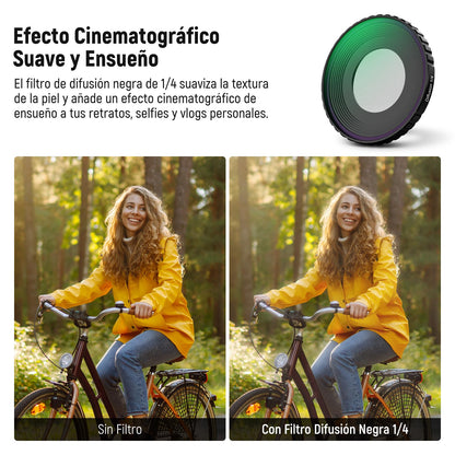 NEEWER Kit de Filtro ND Compatible con dji Osmo Action 5 Pro/4, Variable ND8-32 (3-5 Paradas) + CPL + Filtro de Niebla Negra 1/4 para Filtro de Efecto Cinematográfico de Niebla,FL-52
