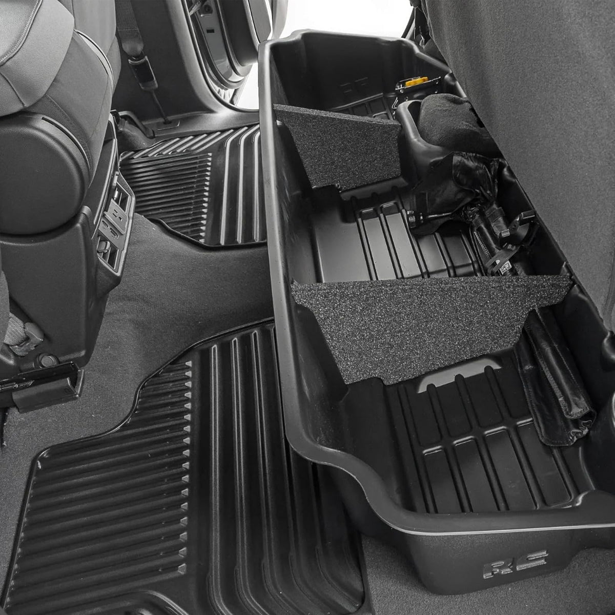 Rough Country - Almacenamiento para debajo del asiento para Chevy Silverado 1500 (2019-2024) y 2500HD/3500HD (2020-2024) - Ajuste personalizado para debajo del asiento, almacenamiento para debajo del - camiones, todoterreno, jeeps, wrangler, suspensión