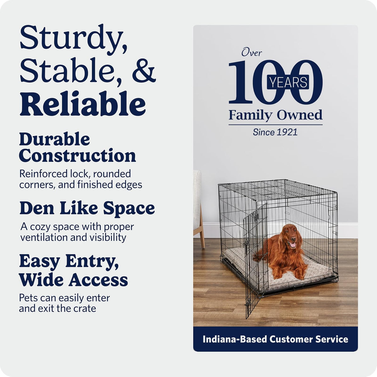 MidWest Homes for Pets Caja para perro iCrate de una y doble puerta mejorada, incluye sartén a prueba de fugas, pies protectores de suelo, panel divisor y nuevas características patentadas