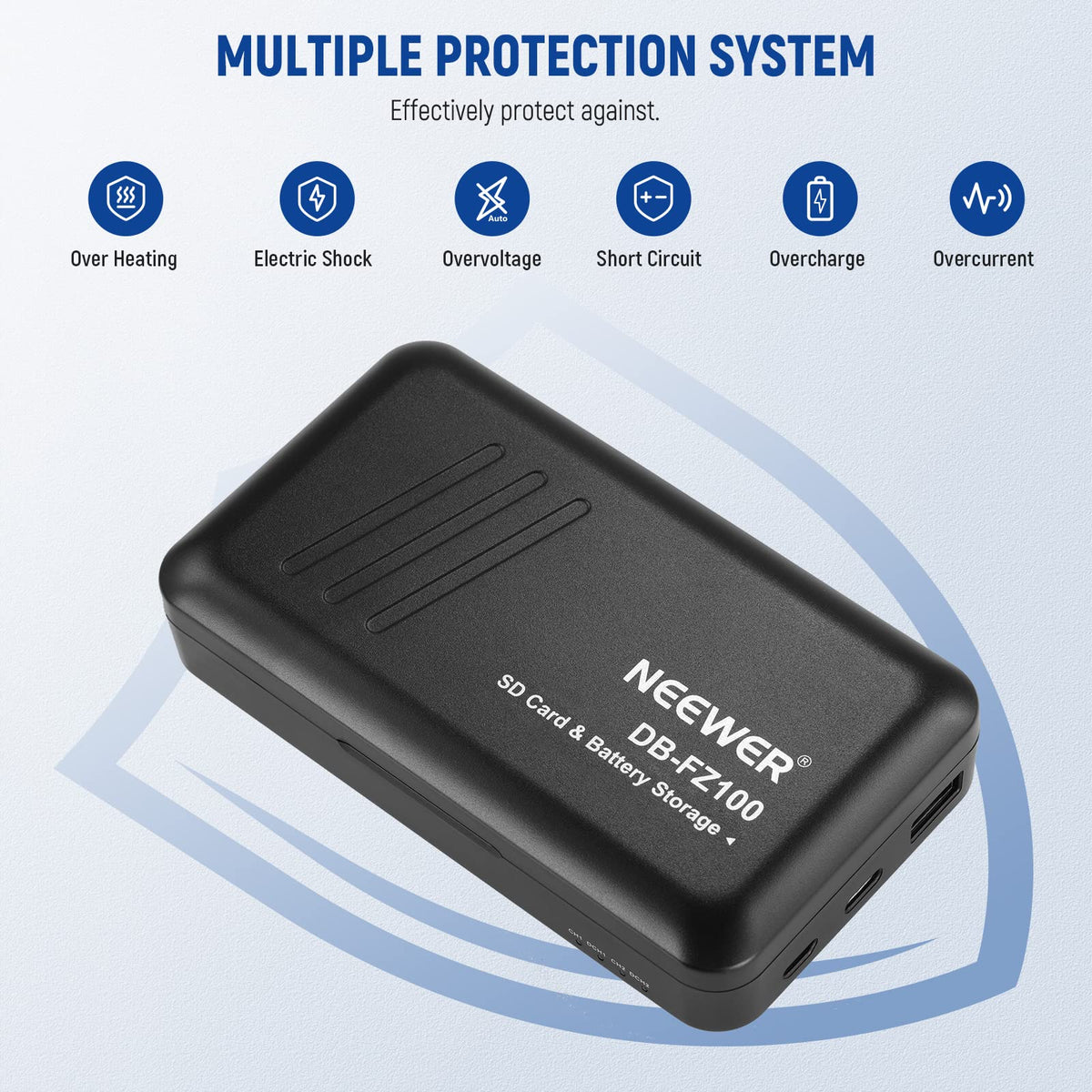 NEEWER 2280mAh NP-FZ100 Juego de Cargador de Batería de Repuesto,2 Baterías y 1 Estuche de Carga de Doble Canal USB Compatible con Sony A7 III A7 IV A1 A9 II A9 A7S III A7R IV A7R III A7C A6600