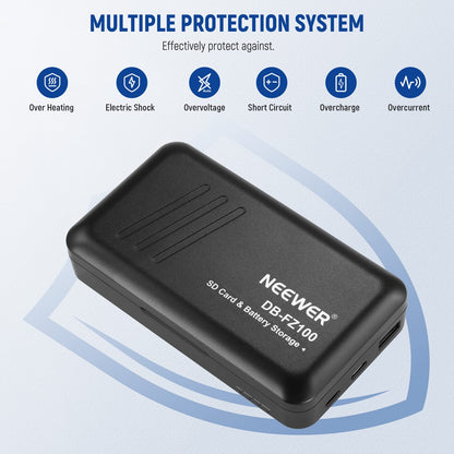 NEEWER 2280mAh NP-FZ100 Juego de Cargador de Batería de Repuesto, 2 Baterías y 1 Estuche de Carga USB de Doble Canal Compatible con Sony A1, A9 II, A7R V, A7R IV, A7S III, A7 IV, A6600, A7C