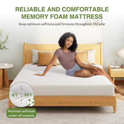 EGOHOME Colchón individual de 6 pulgadas para niños, colchón de espuma viscoelástica con gel de té verde refrescante, alivia la presión con soporte medio firme, certificado CertiPUR-US, 75 pulgadas de