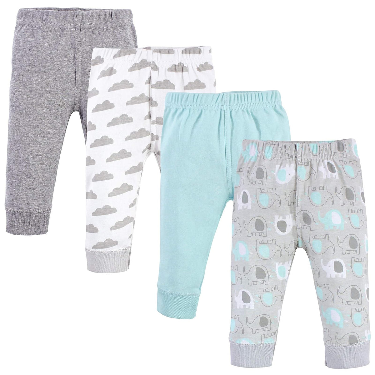 Luvable Friends Paquete de 3 Pantalones con Puño en Cintura y Tobillo, para Bebé - 0-3 Meses - Boy Basic Elefante - 4
