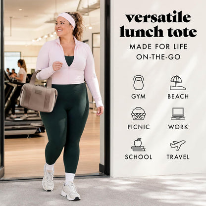 Fit & Fresh Remi - Bolsa de almuerzo de neopreno para mujer, kit de preparación de comidas con contenedores y paquete de hielo XL, material autoaislante, tipo neopreno, bolsa de almuerzo lavable a