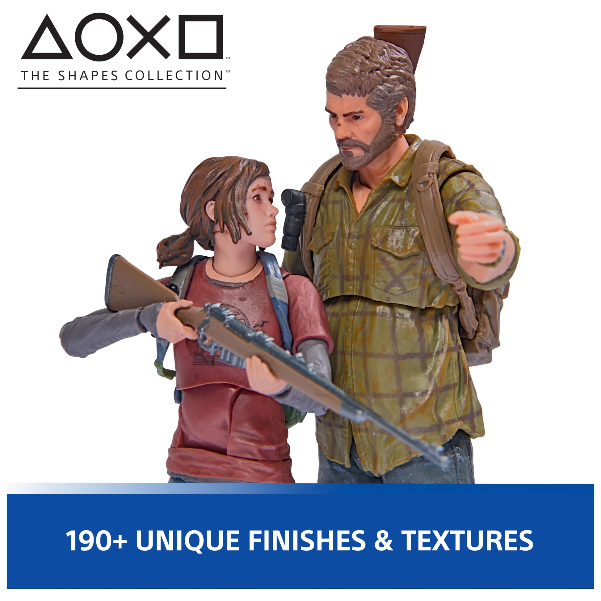 PlayStation The Last of Us, Pack de 2 Figuras de acción de Joel & Ellie de 15 cm con 19 Accesorios, The Shapes Collection, para Fans y coleccionistas de la PS5 a Partir de 17 años