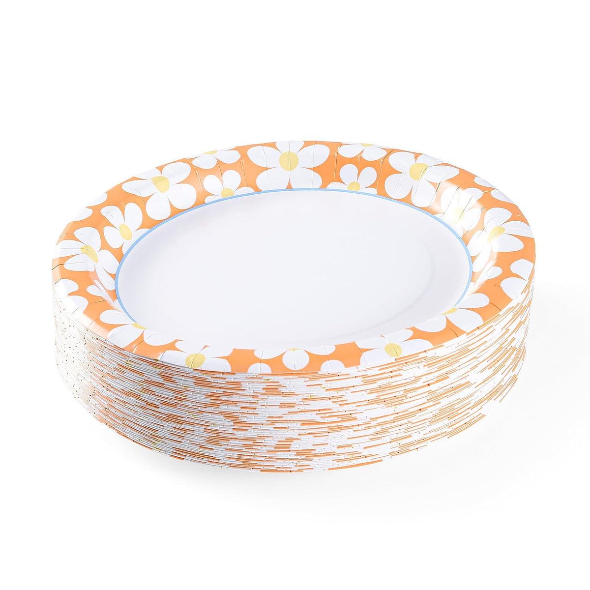 Glad Everyday - Platos de papel desechables redondos con diseño de margaritas ranuradas, resistentes a los cortes, platos de papel microondas para todos los alimentos y uso diario, 10 pulgadas, 58