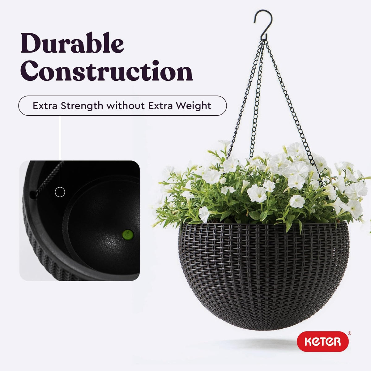 Keter 237997 Hanging Planter Set, Graphite