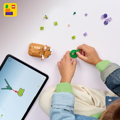 LEGO Creator “3 en 1” Lindo Hámster con Flor – Juguete con 3 Formas de Construirlo: Hámster, Erizo o Águila – Figuras de Animales para Niñas y Niños de 7 Años o Más – 31376