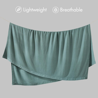 Madison Park - Manta Suave certificada 100% algodón Egipcio Transpirable y acogedora, diseño clásico de Punto gofre, Funda Ligera de Lujo para Todas Las Estaciones para Cama, sofá y sofá, Verde