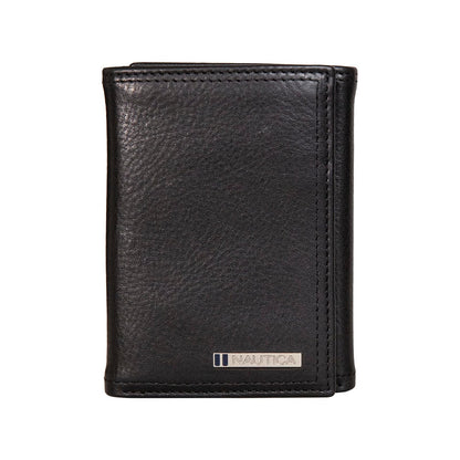 Nautica - portafolios clásica de piel triple RFID para hombre (disponible en grano liso o guijarro) - Talla Única - Negro
