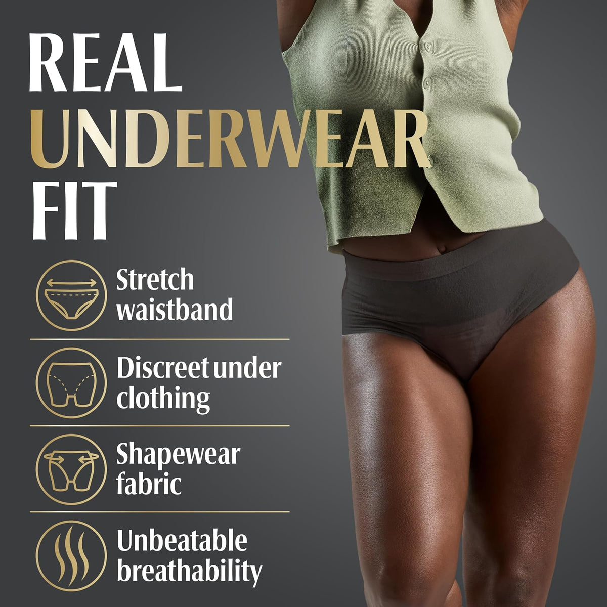 Depend Silhouette - Ropa interior para incontinencia, grande (cintura de 40 a 52 pulgadas), máxima absorción, negro, 52 unidades (2 paquetes de 26)