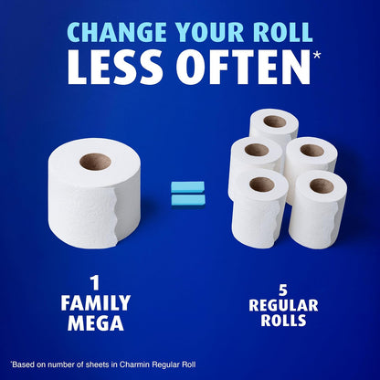Charmin Ultra Soft Toilet Paper, Family Mega Roll with Cushiony Touch (5x More Sheets*), 18 Count