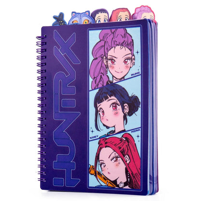 Horizon Group KPOP Demon Hunters Huntr/x Tab Diario | 80 páginas rayadas, encuadernación espiral, tamaño 6x8 pulgadas, 5 pestañas de personajes