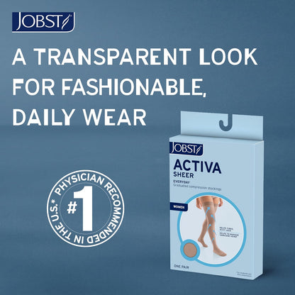JOBST Activa - Medias de compresión transparentes, 8-15 mmHg, hasta el muslo