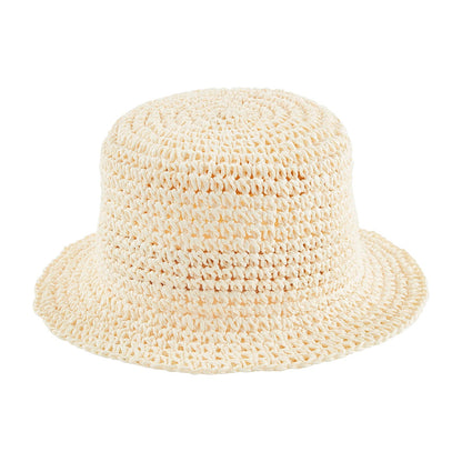 Mud Pie Women Woven Bucket Hat Sombrero de Copa bajaMujer - Talla Única - Crema