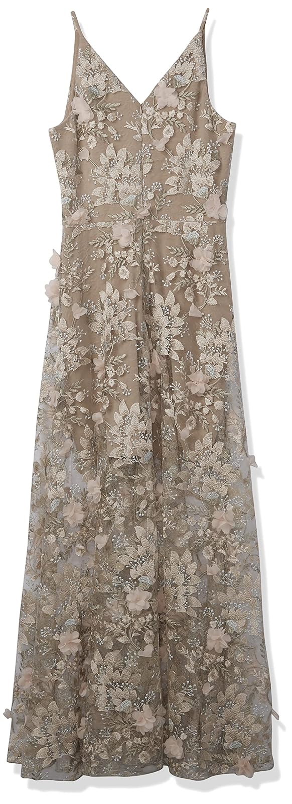 DRESS THE POPULATION Vestido Largo Floral Adornado sin Mangas para Mujer