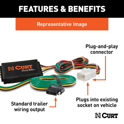 CURT Arnés de Cableado Personalizado para Remolque de 4 Pines 56040 para Subaru Ascent/Forester/Outback/Crosstrek XV, Negro