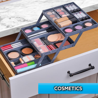 Ontel - Organizador inteligente de cajones, almacenamiento de joyas y cosméticos de varios niveles, negro, 2.6 pulgadas