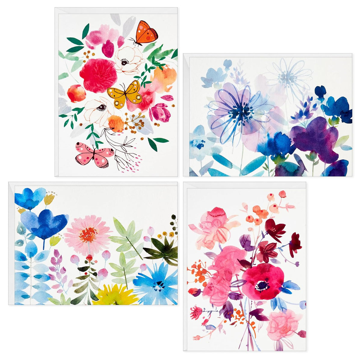 Hallmark Surtido de tarjetas en blanco, flores pintadas (48 tarjetas con sobres)