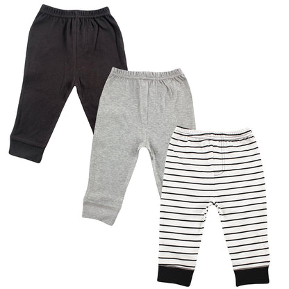 Luvable Friends Paquete de 3 Pantalones con Puño en Cintura y Tobillo, para Bebé - 4 Años - Black Stripe 3-pack - 3